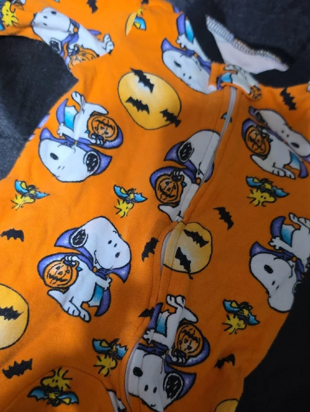 Baby Orange Halloween Snoopy One-Piece Footed Pajamas
